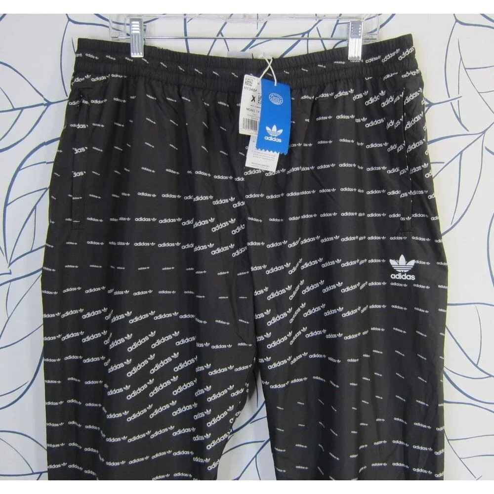 Adidas Originals Men's XL Black Regular Fit Monogram Logo Track Pants H13484 NWT